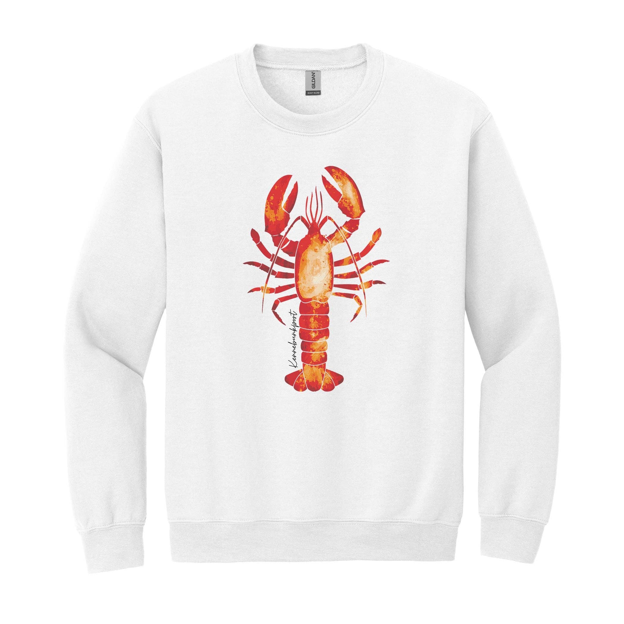 Women’s Gildan Sweatshirt White-Kennebunkport Maine Orange Lobster