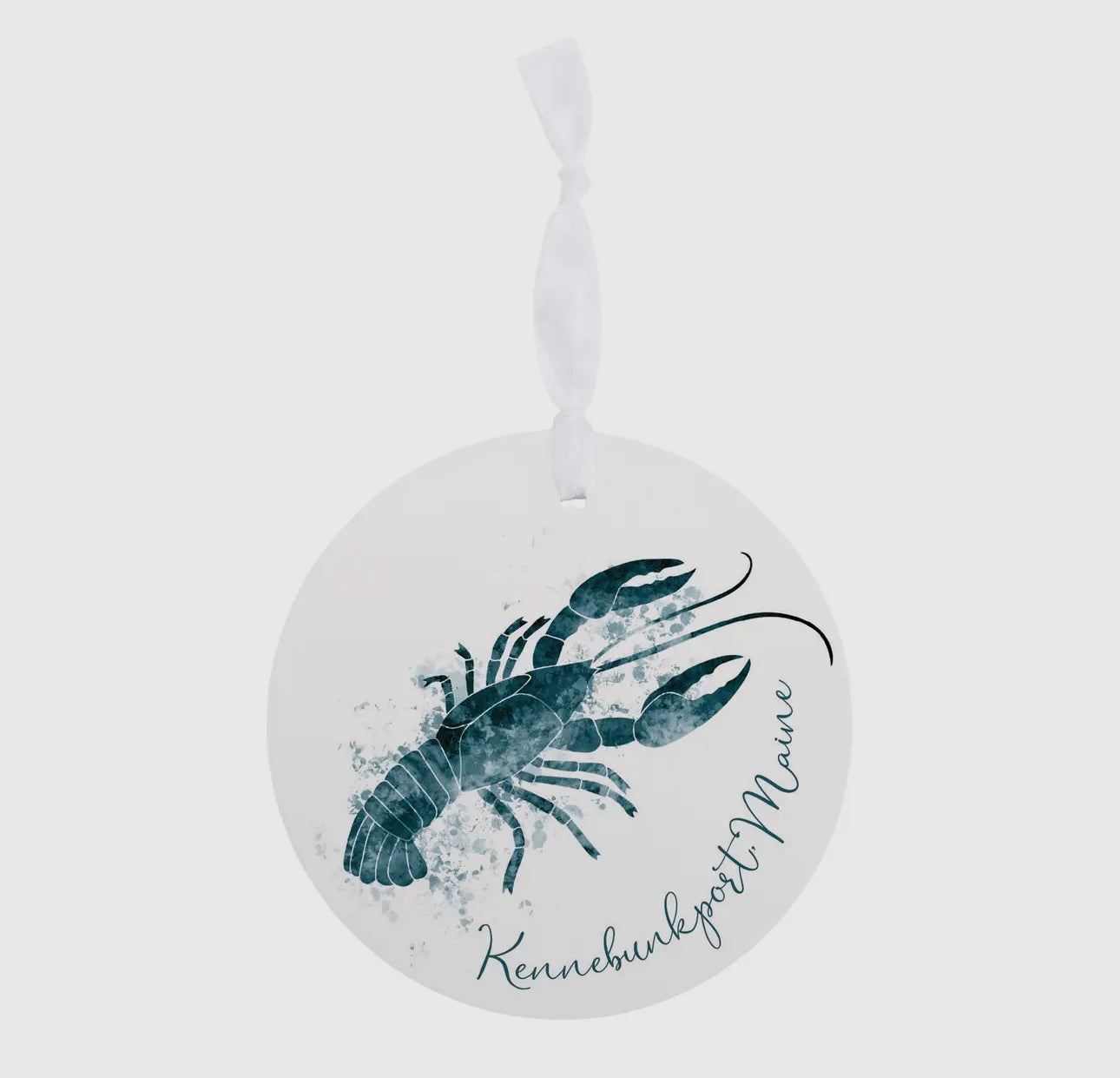 Blue Water Color Lobster Wooden Ornament