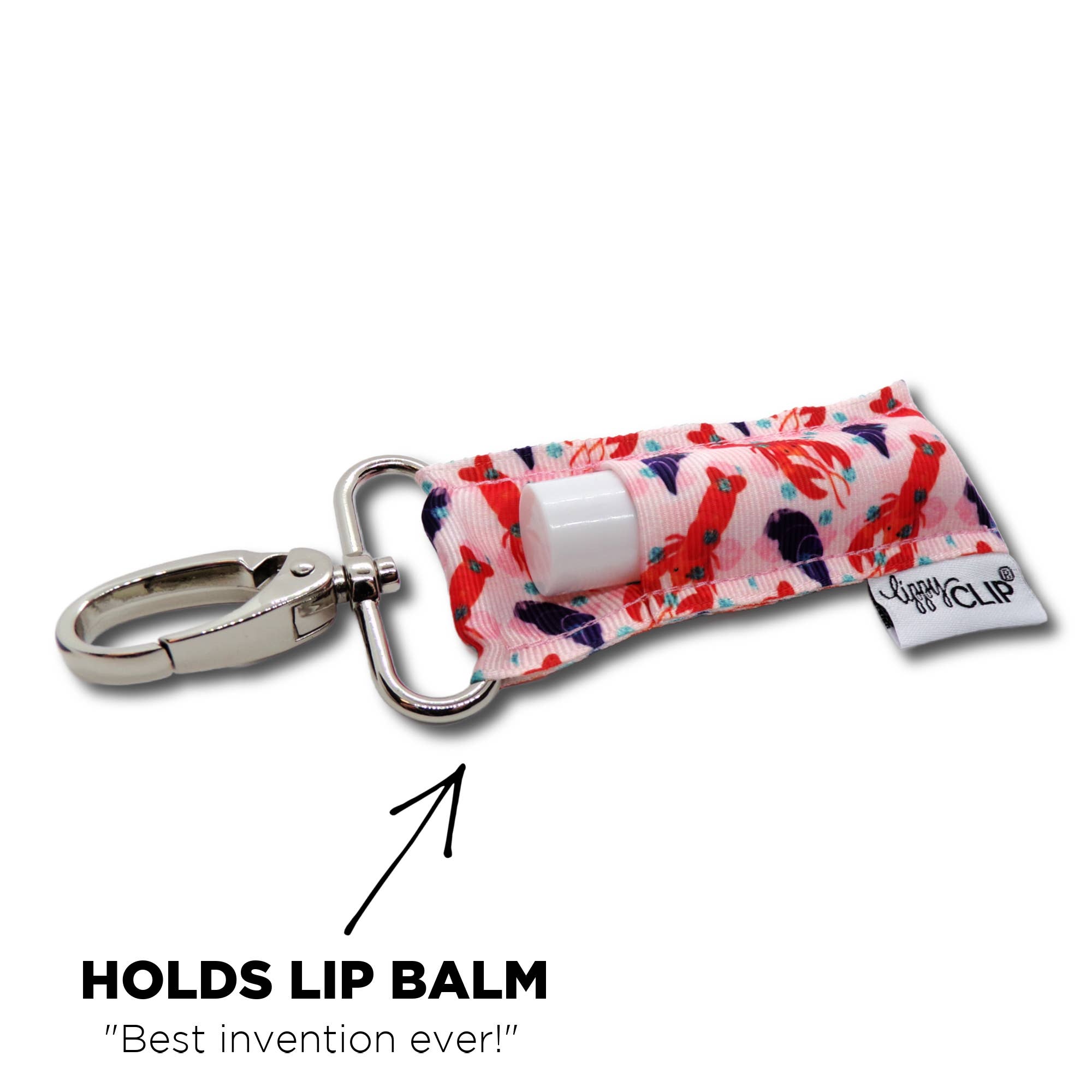 Lobsters on Pink LippyClip® Lip Balm Holder