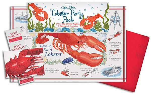 Lobster Party Pack with instructions and illustrations on a white background